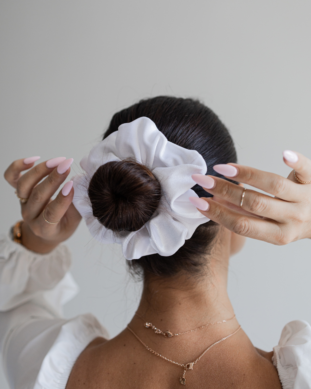 XL White Velvet Scrunchies