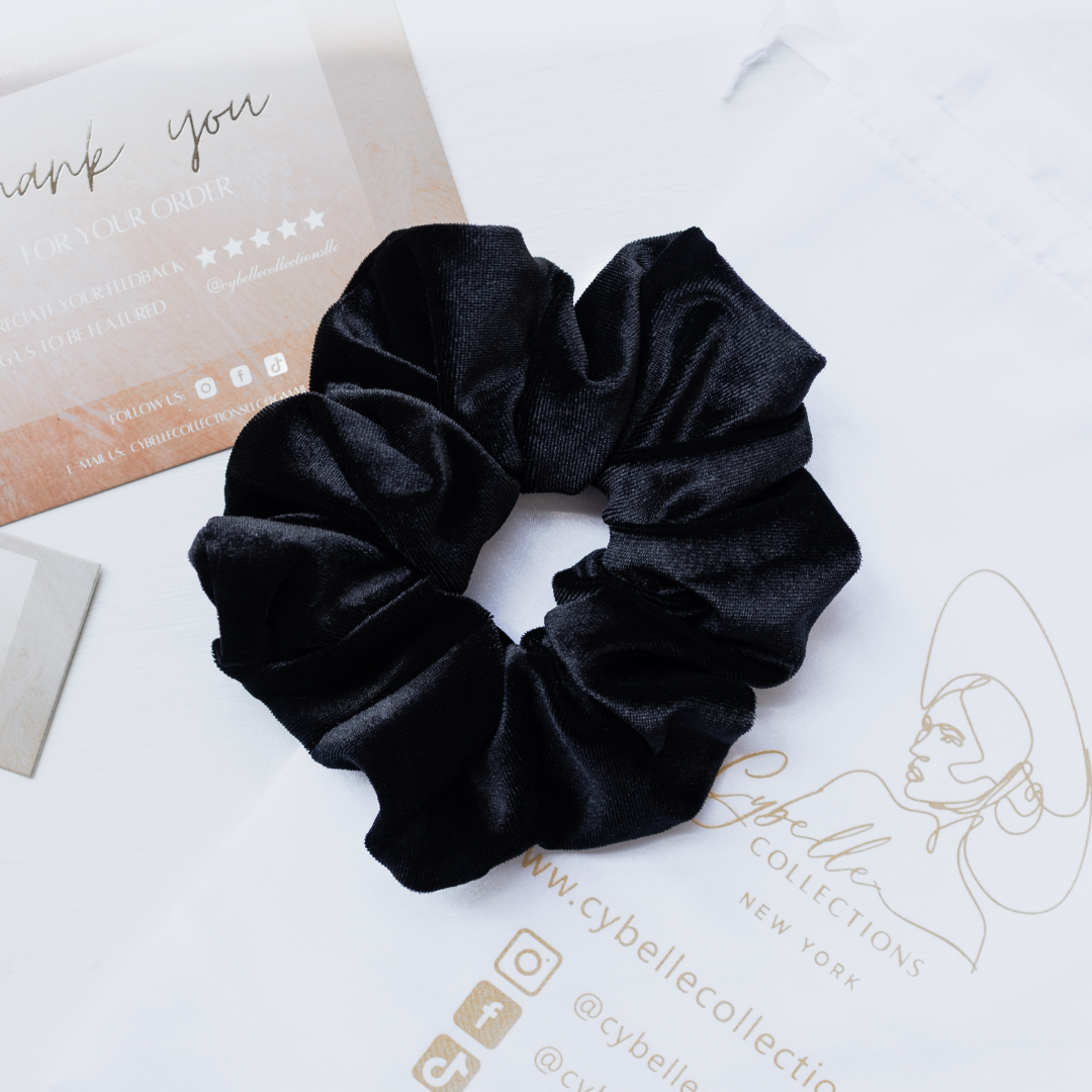 XL Black Velvet Scrunchies