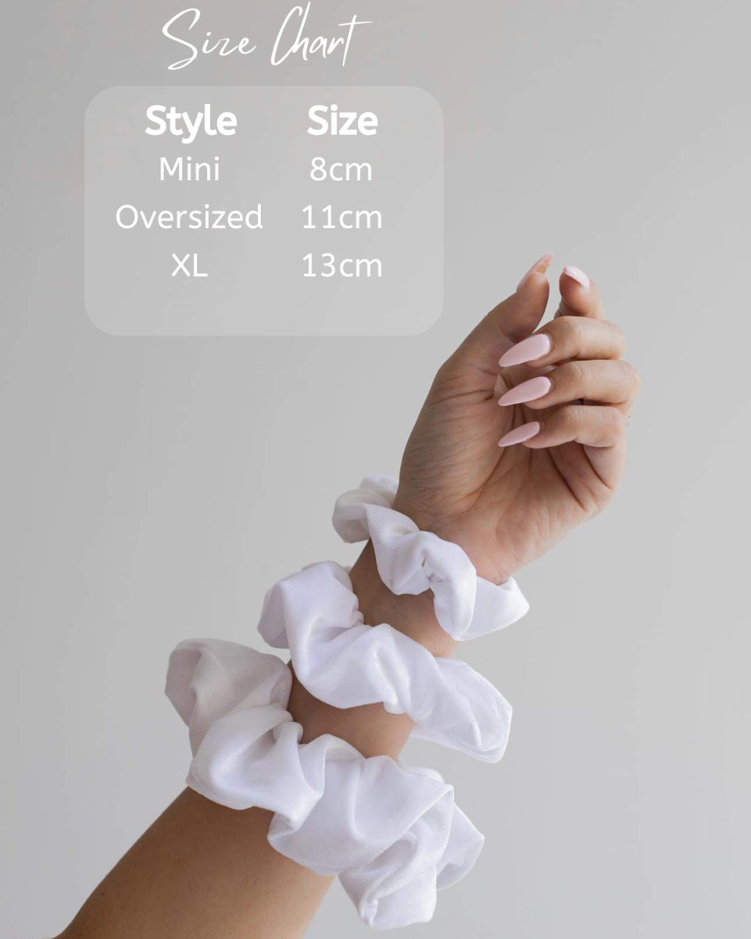 XL White Velvet Scrunchies