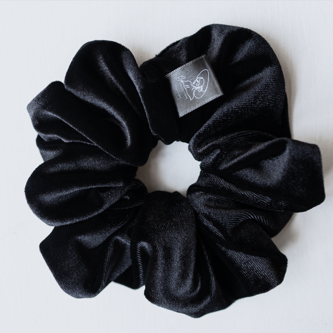 XL Black Velvet Scrunchies