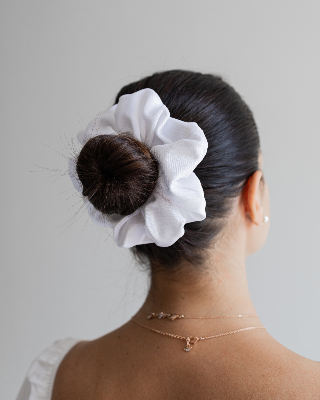 XL White Velvet Scrunchies