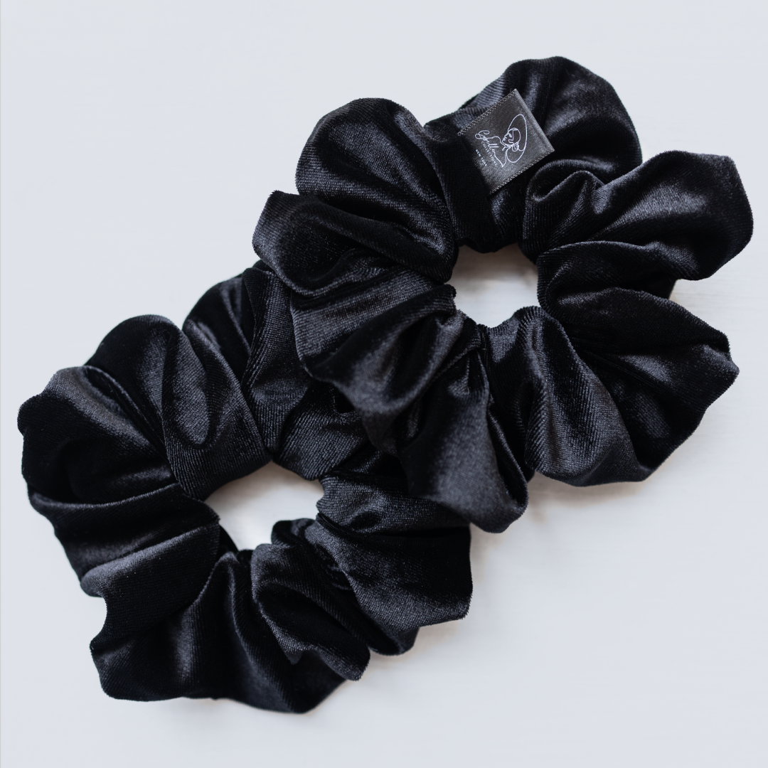 XL Black Velvet Scrunchies