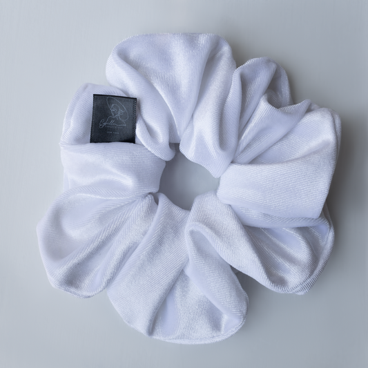 XL White Velvet Scrunchies